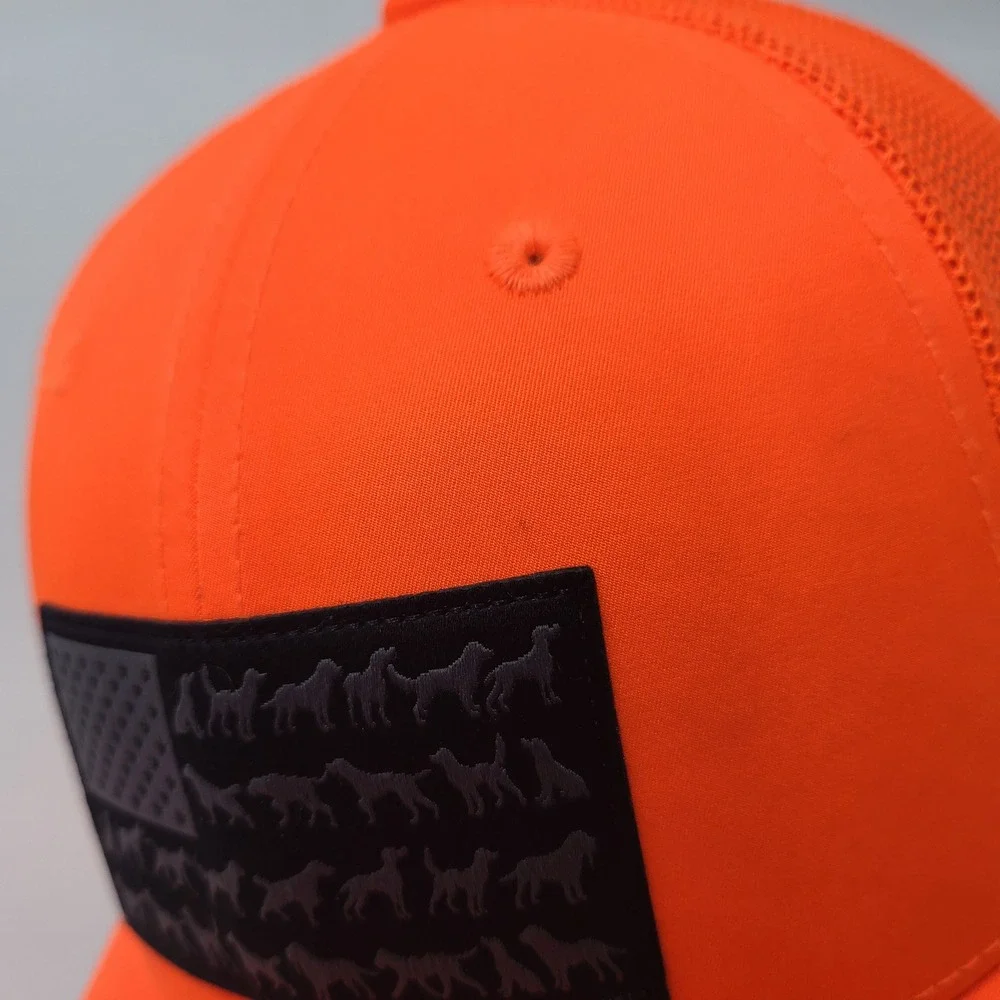 Youth Columbia Hat Snapback Trucker Mesh Blaze Orange Black PHG Hunting Flag Boy